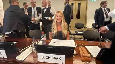 Courtney Chicvak at the United Nations panel discussion